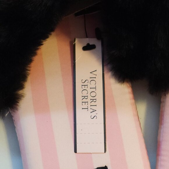 Victoria’s Secret Og Pink Pin Striped Women’s Slippers In Size Large w/Bag NEW - Picture 2 of 10